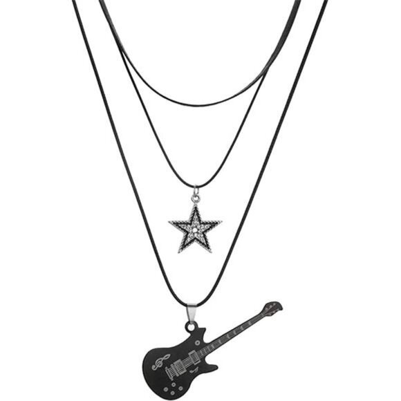 Layered star necklace choker vintage punk rock chain jewelry for women and men - Picture 4 of 4